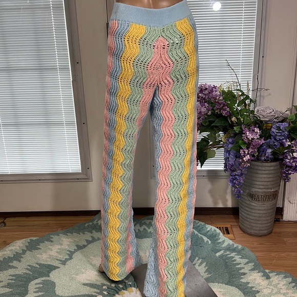 Casablanca Rainbow Gradient Crochet Flare Trousers - Picture 11 of 14